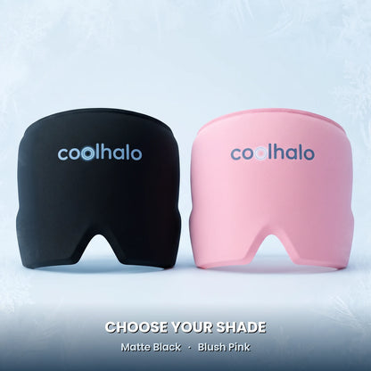 The CoolHalo 360 degree cooling wrap in black and blush pink