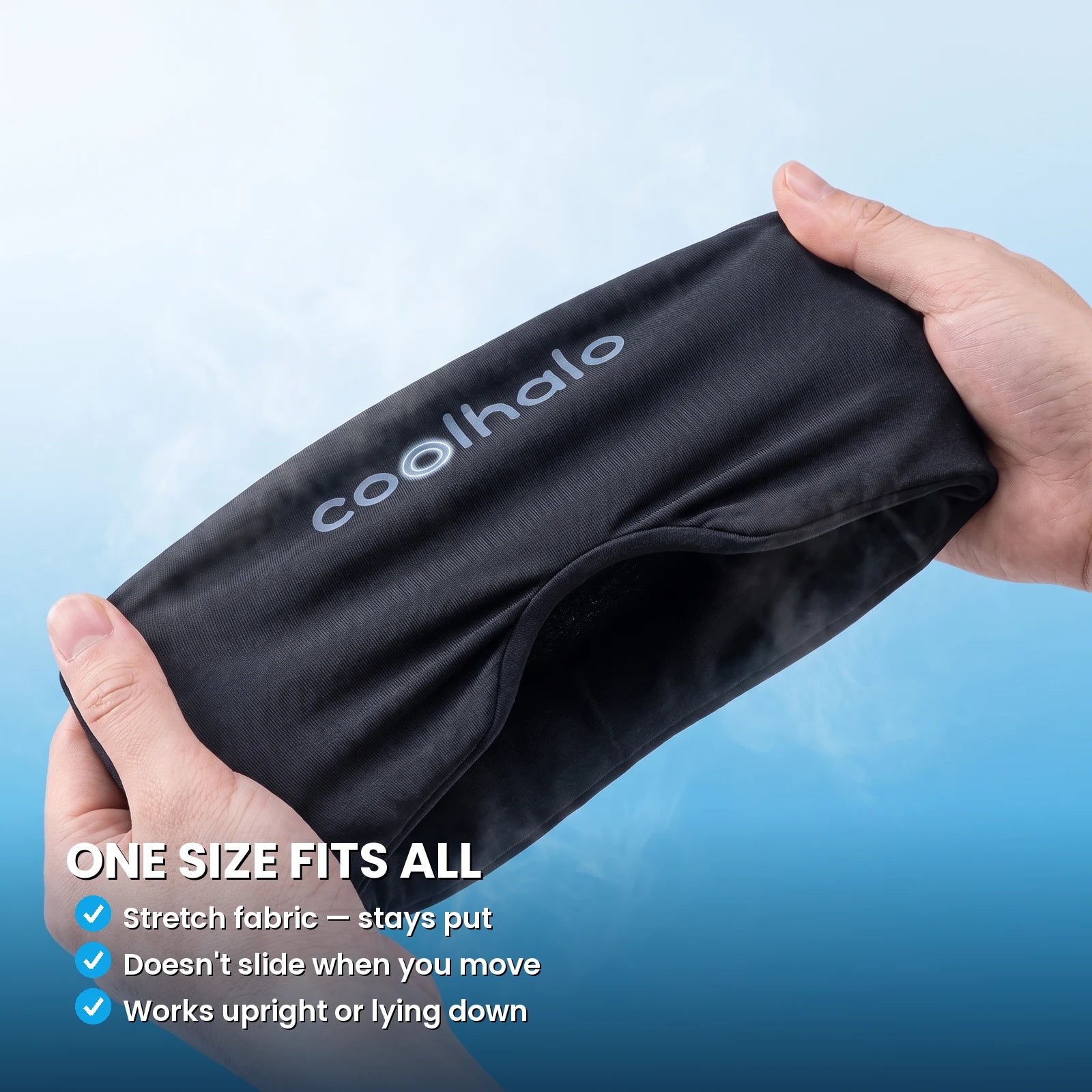 Stretching the CoolHalo cooling wrap to show its one size fit
