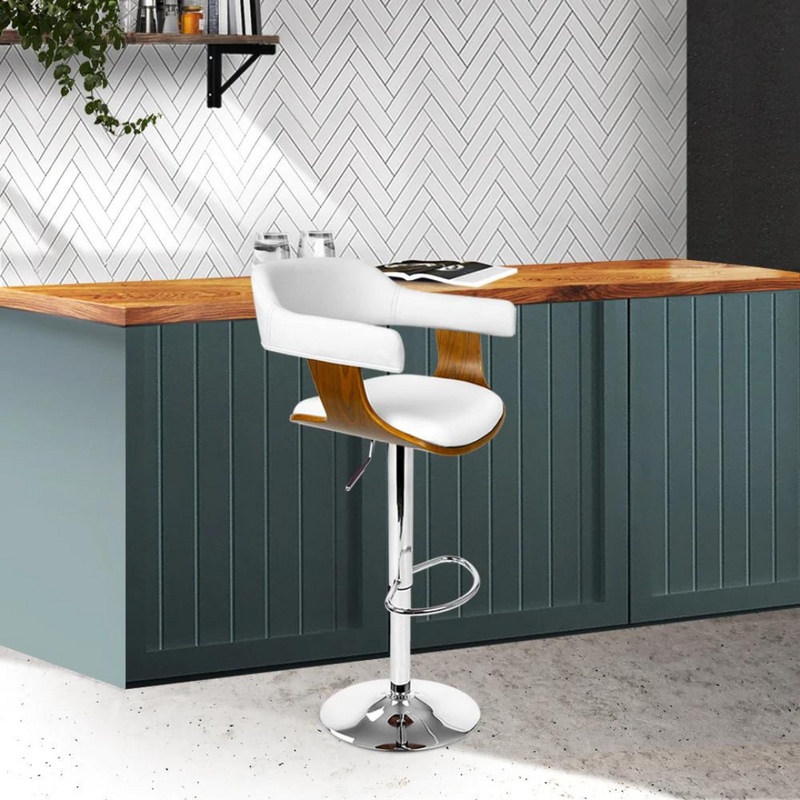 Geryon Wooden PU Leather Bar Stool