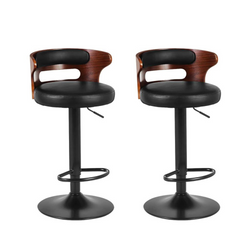 Theseus Wooden Leather Bar Stool Set