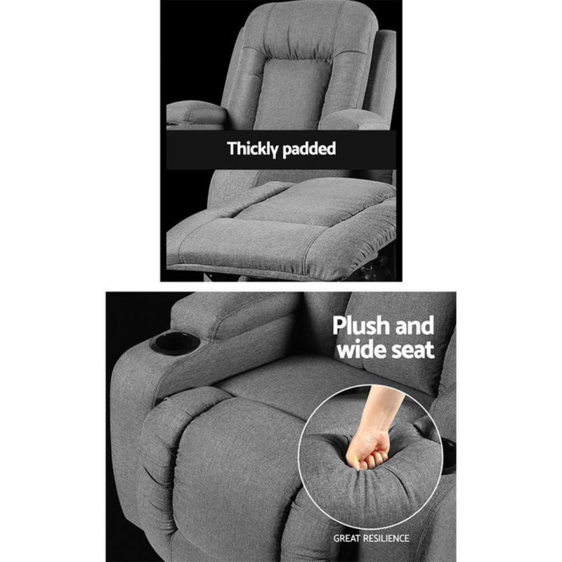 Panda Fabric Electric Massage Lounge Sofa Heated Recliner