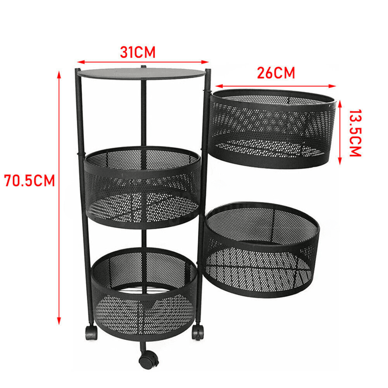 Stylifing 4 Tier Rotating Shelf with Lockable Wheels