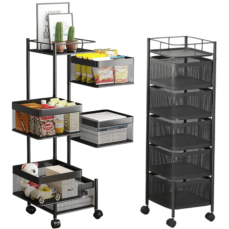 Stylifing 5 Tier Rotating Shelf with Lockable Wheels